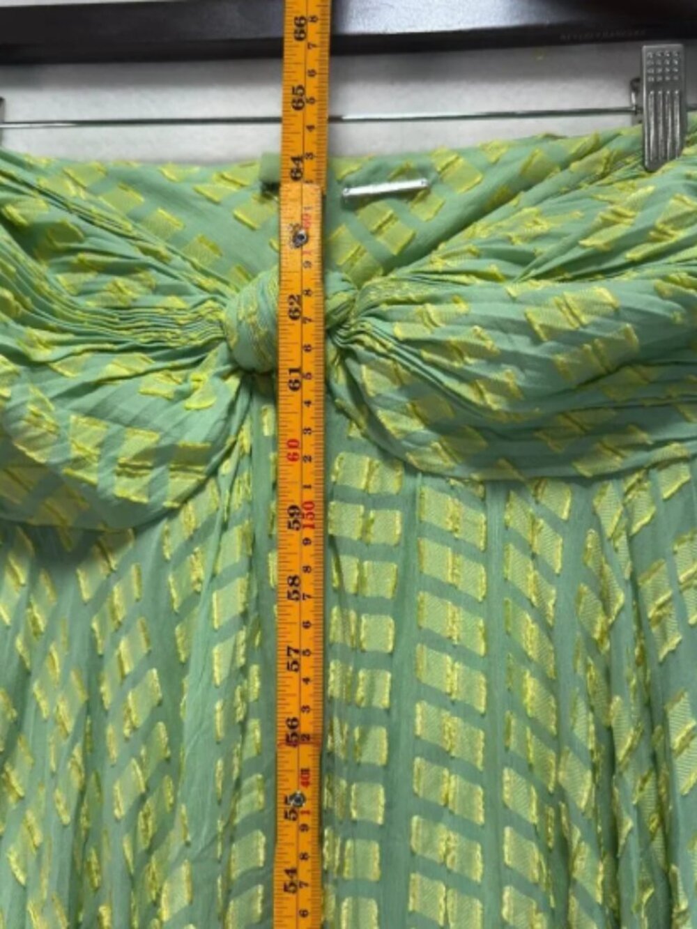 Alexis Elea Dress Gown Green Abstract Verde Textured Tiered Flowy - Picture 9 of 12